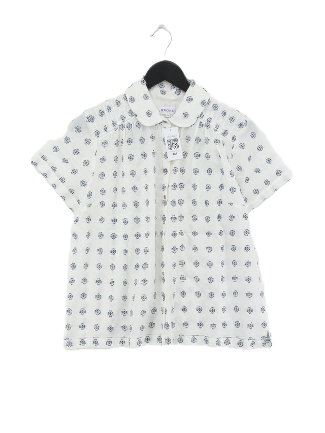 Brora Women's Shirt UK 14 White Cotton with Polyester