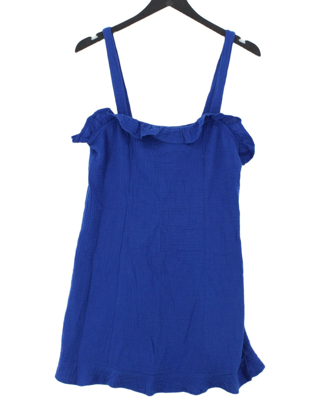 New Look Women's Midi Dress UK 10 Blue 100% Cotton