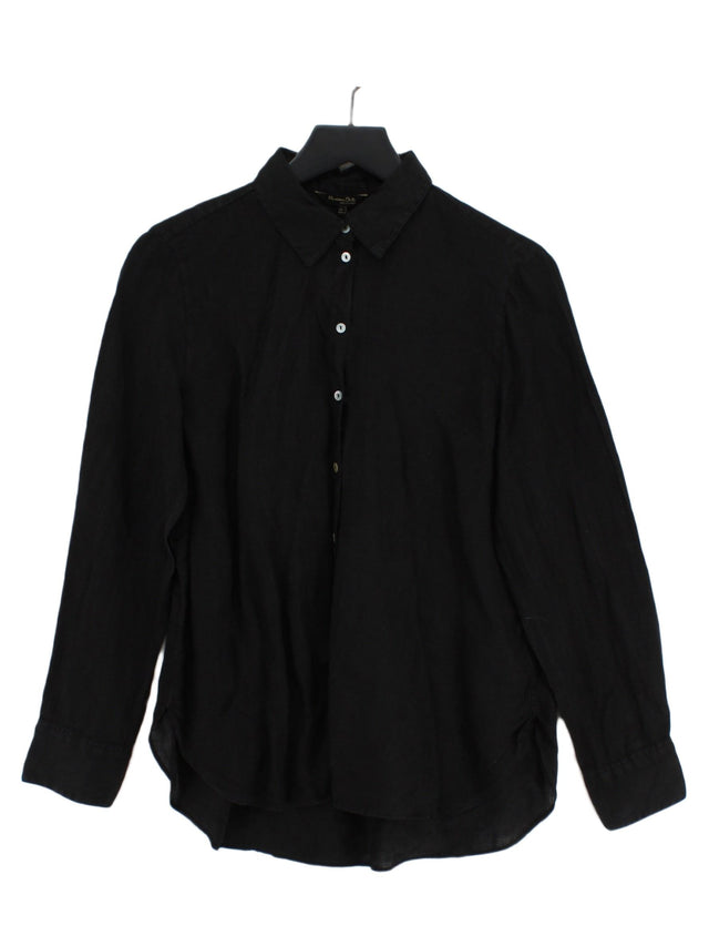 Massimo Dutti Women's Shirt UK 10 Black 100% Linen