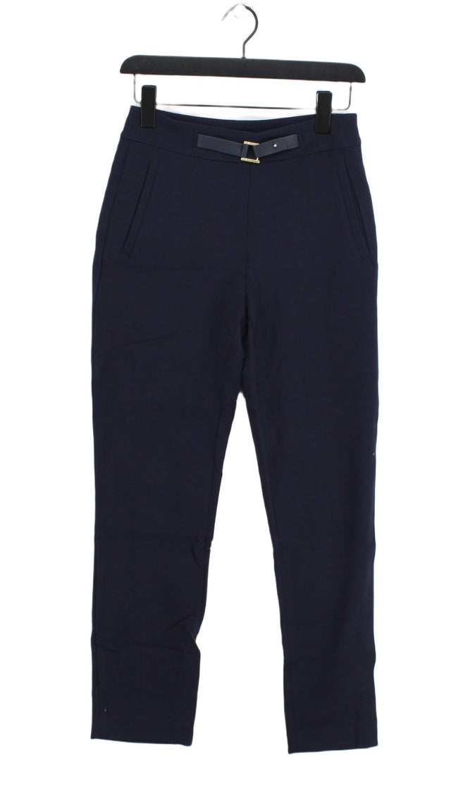 Massimo Dutti Women's Trousers UK 8 Blue Viscose with Elastane, Linen