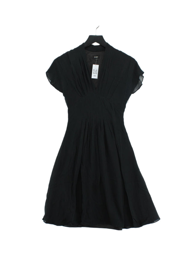 Hobbs Women's Midi Dress UK 8 Black Silk with Elastane, Polyester