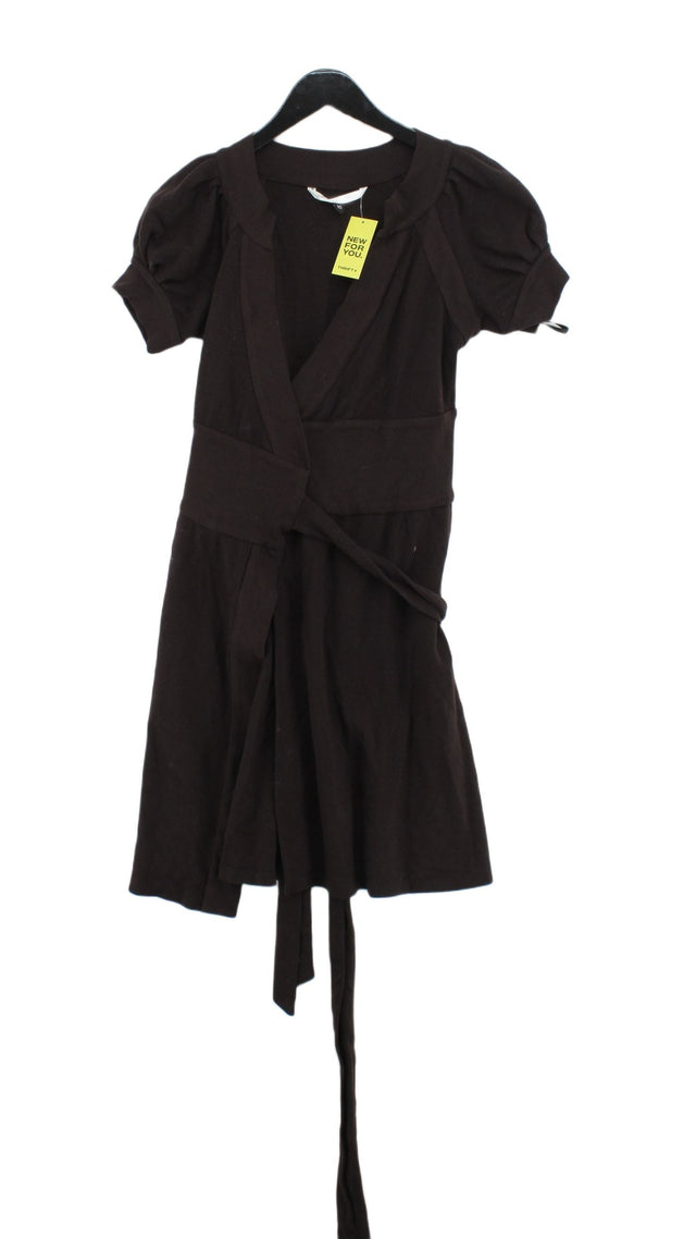 Diane Von Furstenberg Women's Midi Dress UK 10 Brown Wool with Elastane