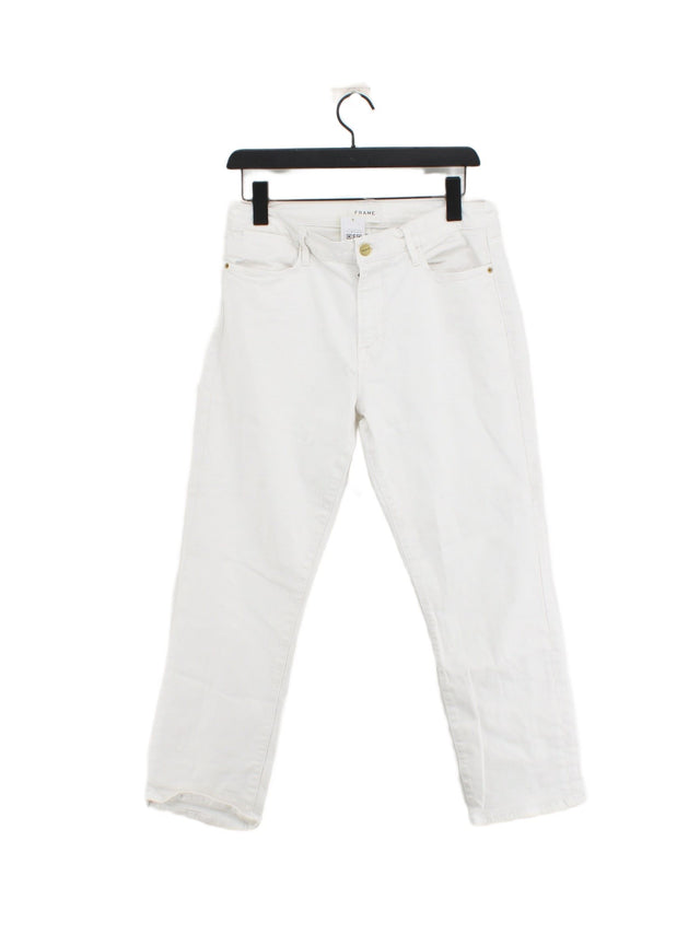 Frame Women's Jeans UK 4 White Cotton with Elastane, Polyester