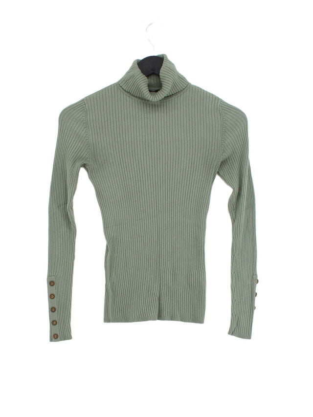 New Look Women's Jumper UK 6 Green Viscose with Nylon