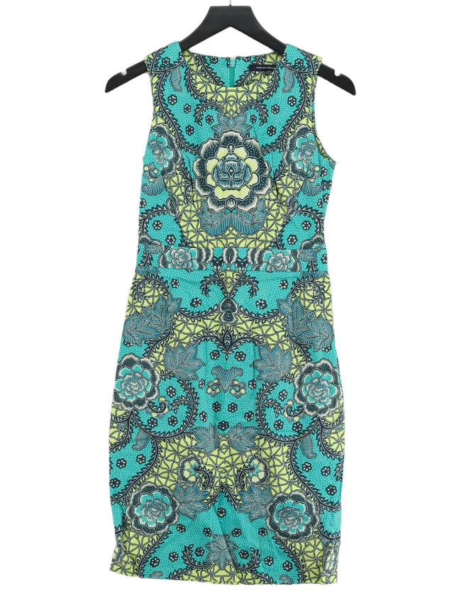 French Connection Women's Midi Dress UK 10 Multi Cotton with Polyester, Spandex