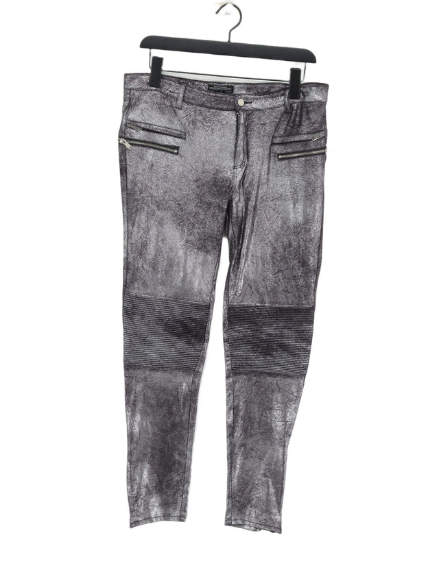 Zara Women's Jeans L Silver Polyester with Elastane