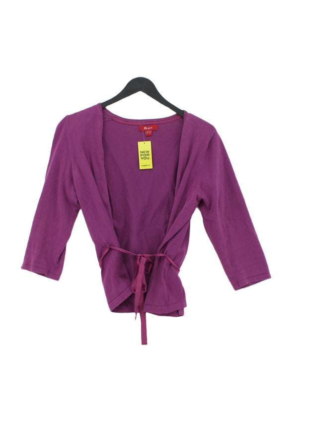 Monsoon Women's Cardigan UK 14 Purple Cotton with Elastane, Nylon
