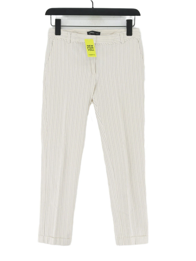 Mango Women's Suit Trousers UK 8 Cream Cotton with Polyester