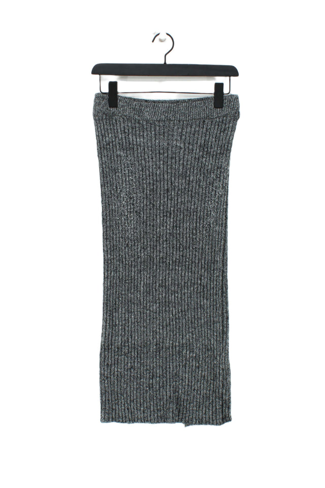 Pieces Women's Midi Skirt S Grey Polyester with Acrylic, Nylon, Elastane