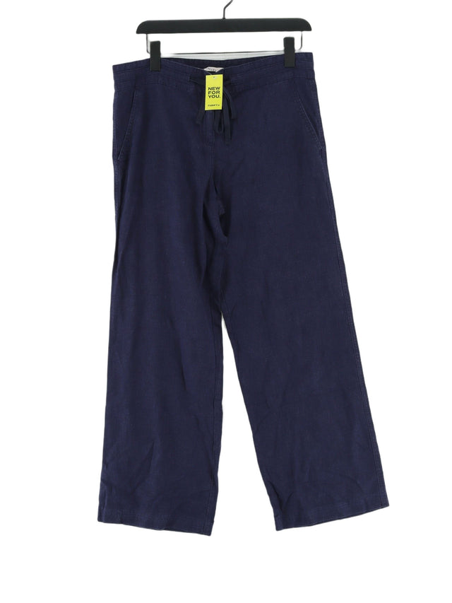 Next Women's Suit Trousers UK 12 Blue Linen with Viscose
