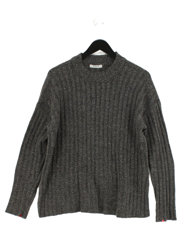 Pieces Women's Jumper M Grey Acrylic with Elastane, Polyester, Wool