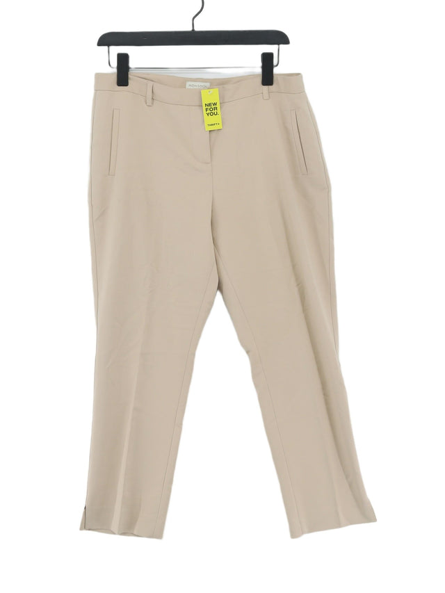 Monsoon Women's Trousers UK 14 Cream Cotton with Elastane, Polyester