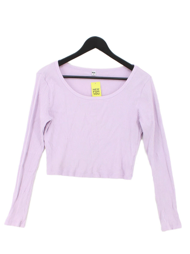 Uniqlo Women's Top M Purple Cotton with Elastane