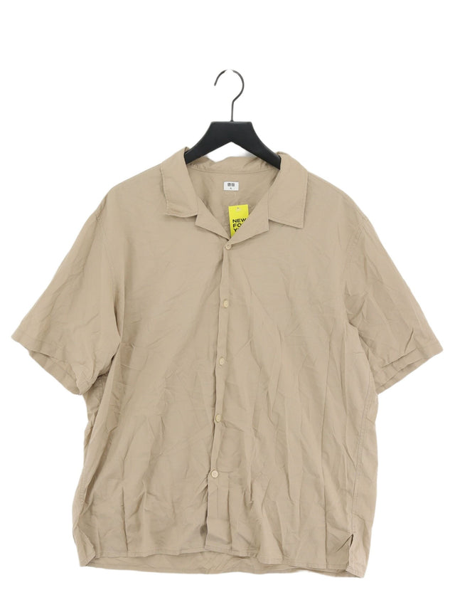 Uniqlo Men's Shirt XL Tan Lyocell Modal with Cotton