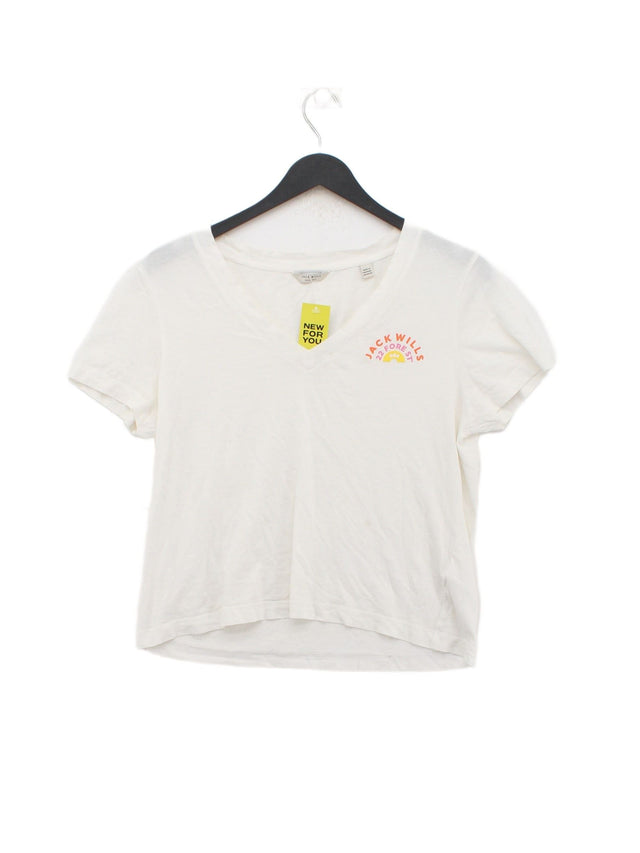 Jack Wills Women's T-Shirt UK 8 White 100% Cotton
