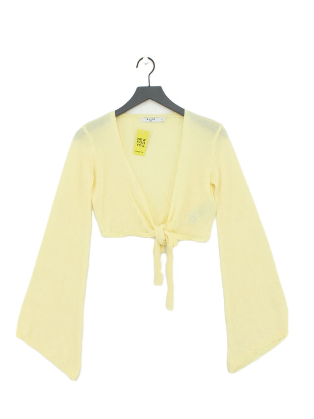 NA-KD Women's Cardigan XXS Yellow Viscose with Polyamide