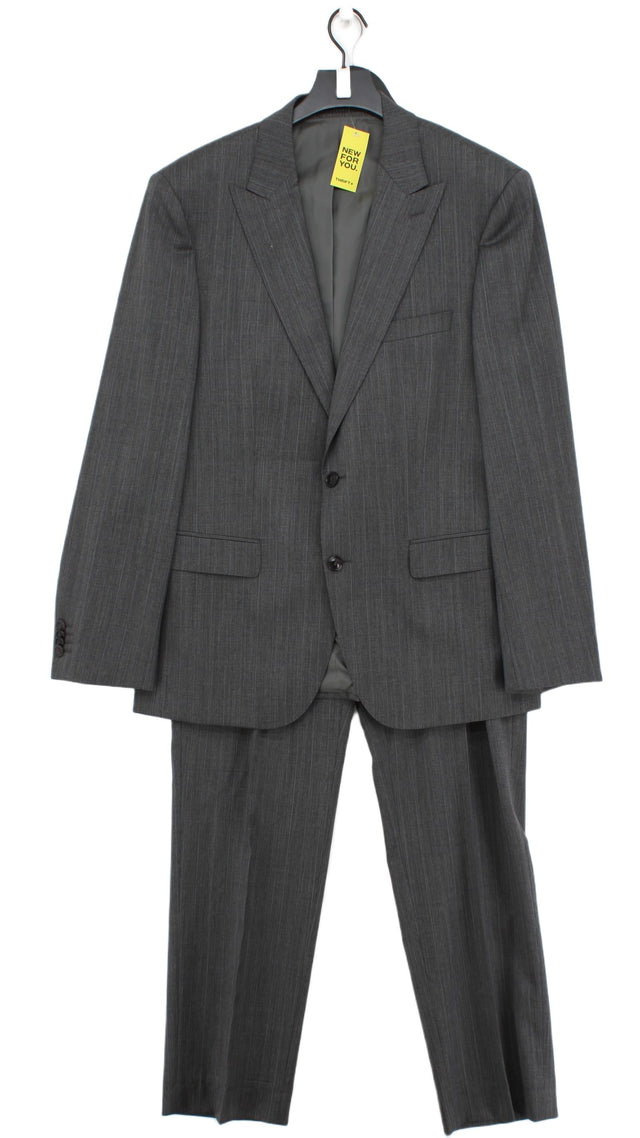 Hugo Boss Men's Two Piece Suit Chest: 40 in; Waist: 34 in Grey Wool with Other