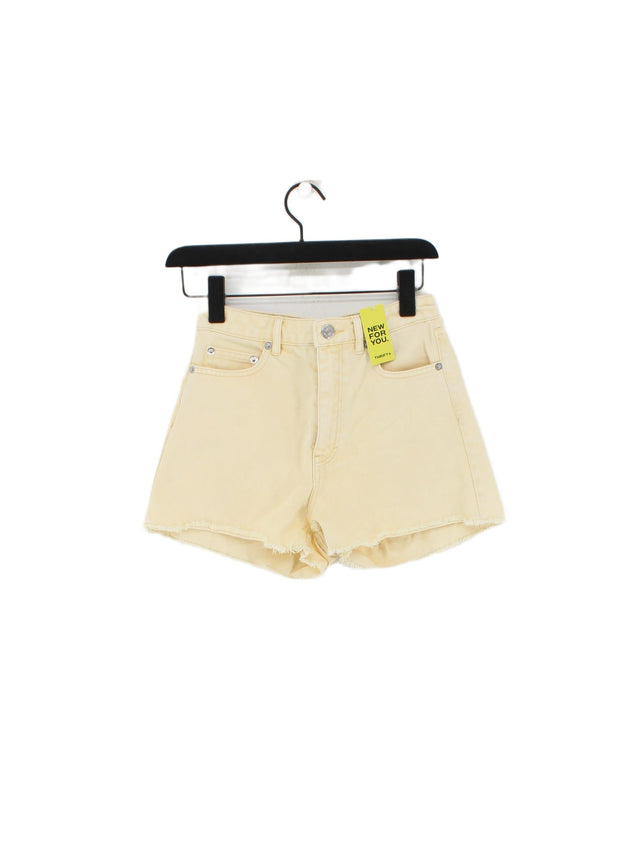 Monki Women's Shorts W 25 in Yellow Polyester with Cotton