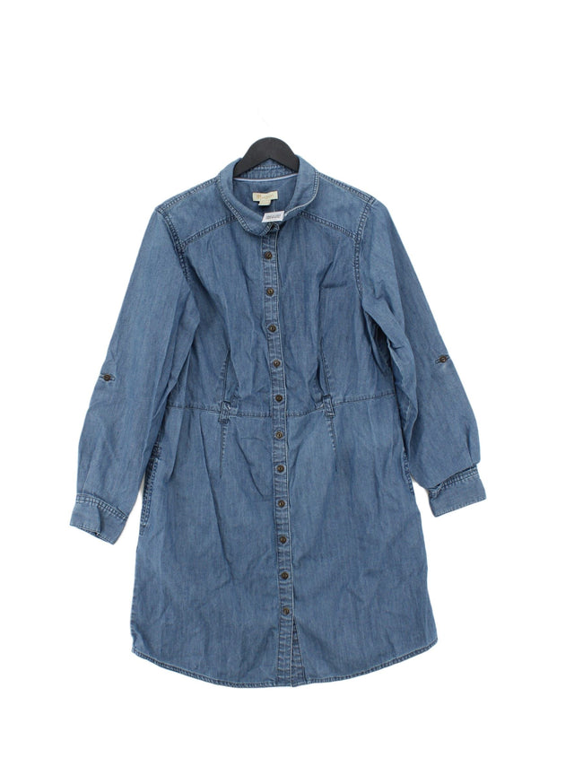 Monsoon Women's Midi Dress UK 16 Blue 100% Cotton