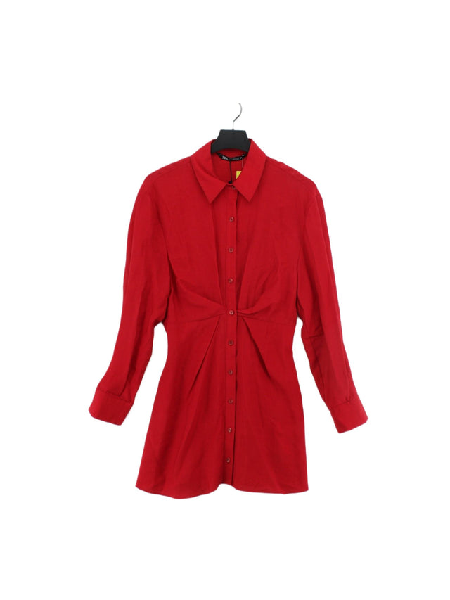 Zara Women's Midi Dress M Red Lyocell Modal with Polyester