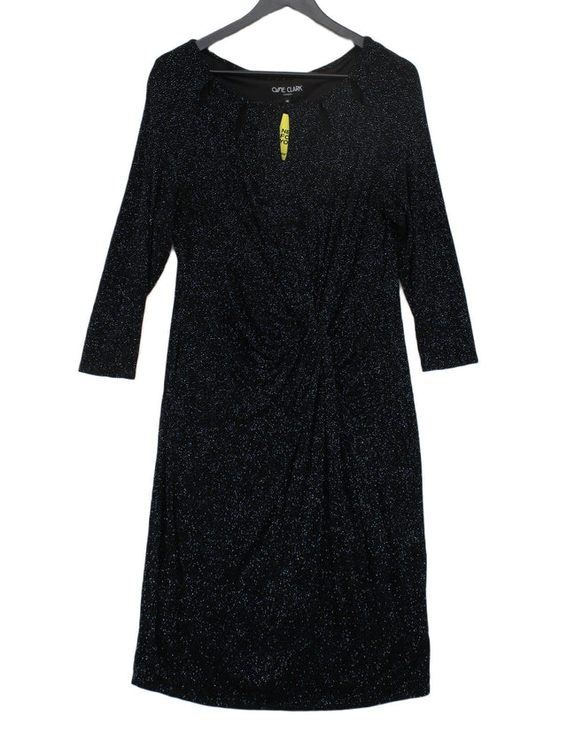 Ossie Clark Women's Midi Dress UK 16 Black Elastane with Other, Polyester