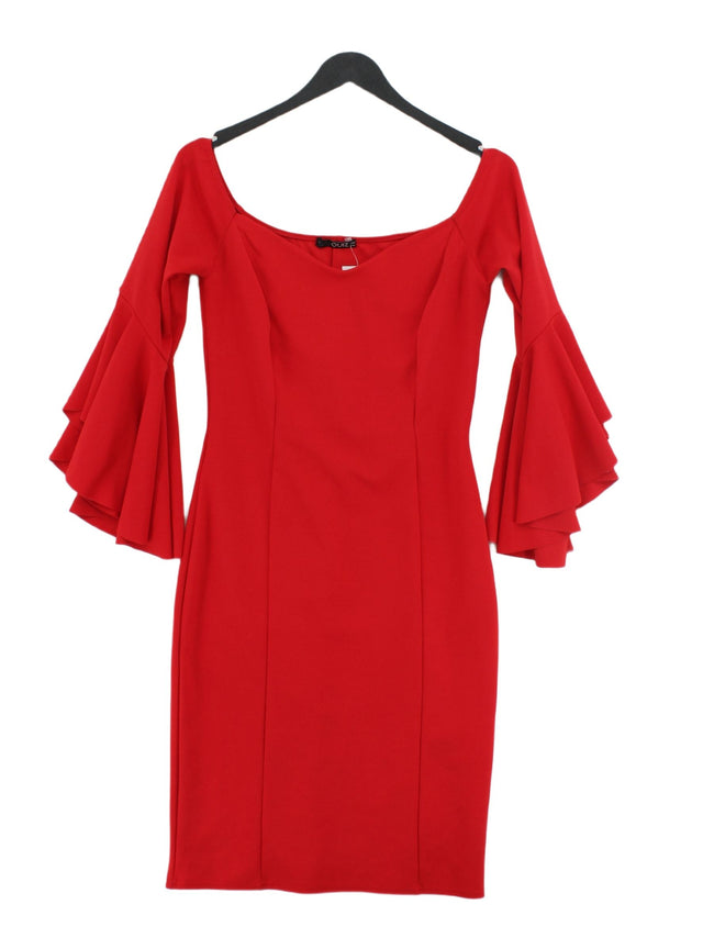 Quiz Women's Midi Dress UK 12 Red Cotton with Elastane