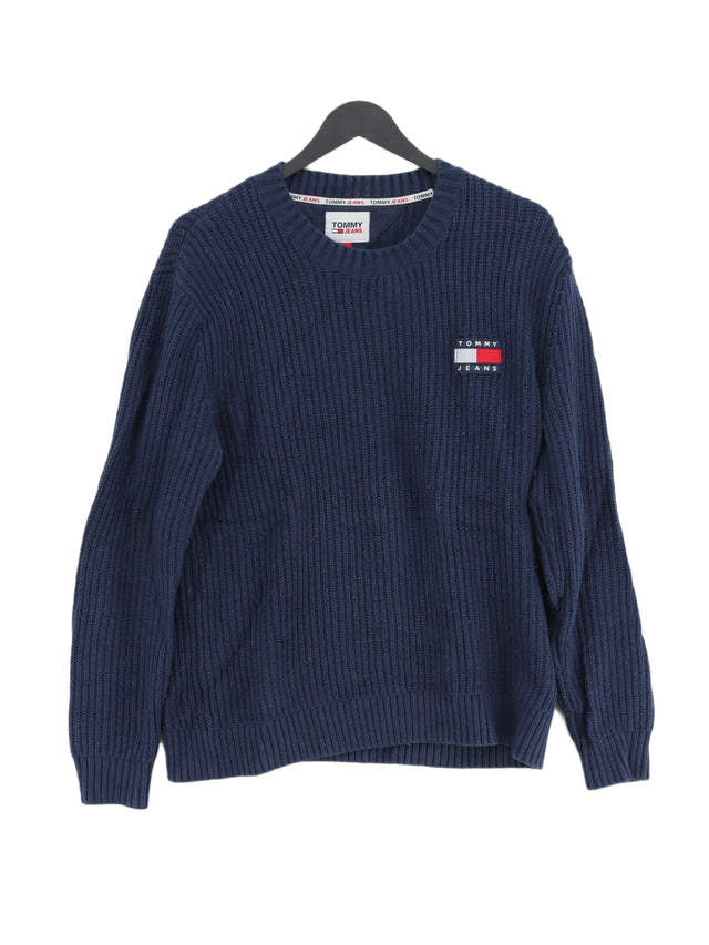 Tommy Jeans Men's Jumper S Blue Cotton with Polyamide, Wool