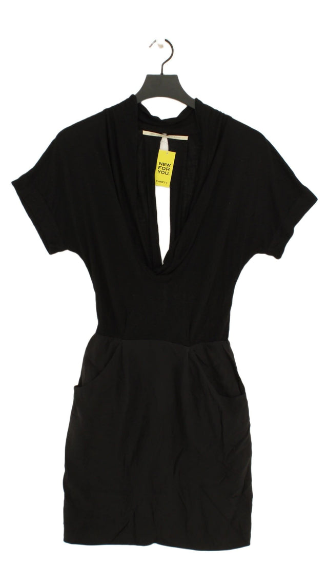 Twelfth Street By Cynthia Vincent Women's Midi Dress S Black Rayon with Silk