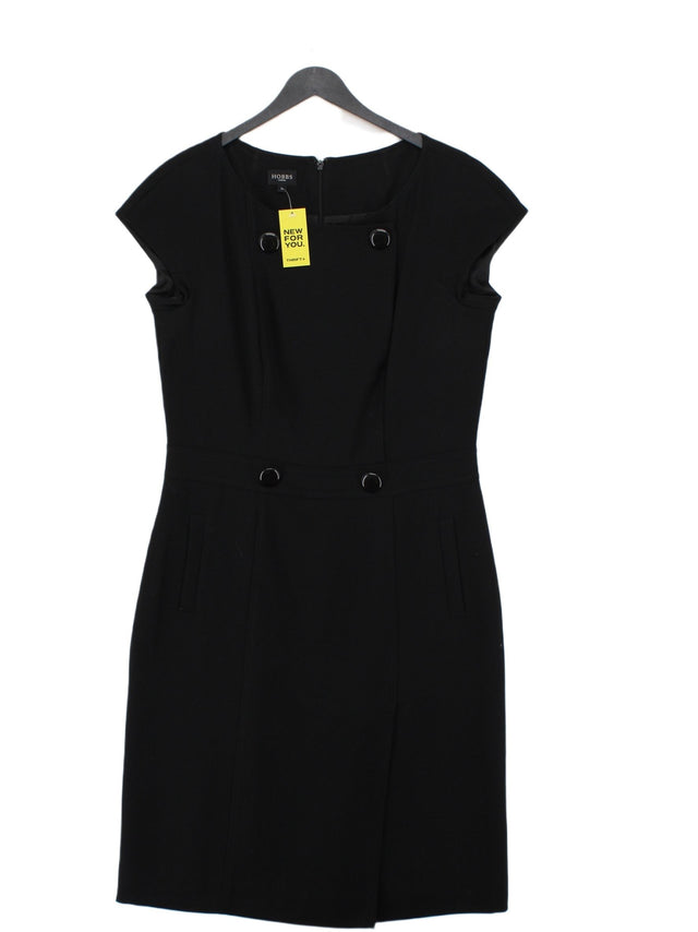 Hobbs Women's Midi Dress UK 14 Black Wool with Polyester