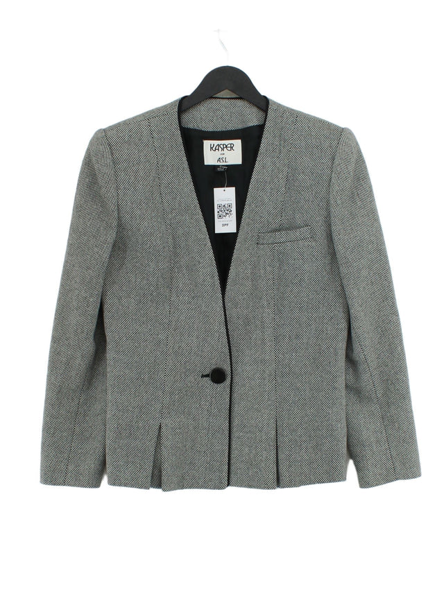 Kasper Women's Blazer Uk 6 Grey Wool with Polyester