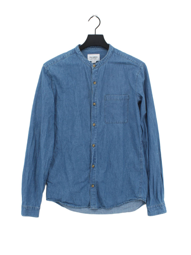 Pull&Bear Men's Shirt S Blue 100% Cotton