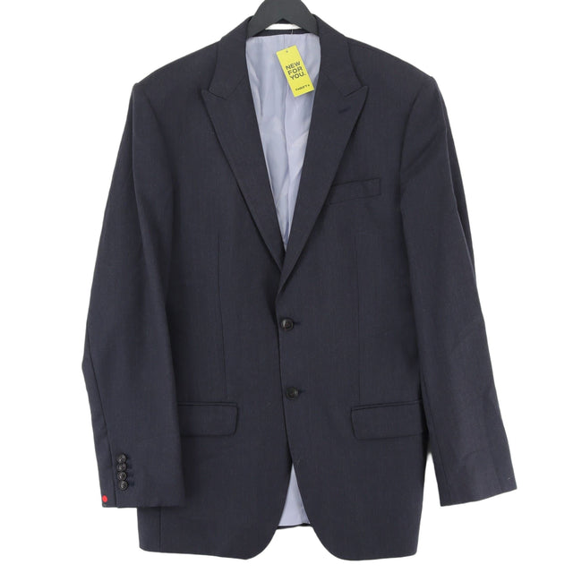 Savile Row Men's Blazer Chest: 40 in Blue Wool with Polyester, Viscose