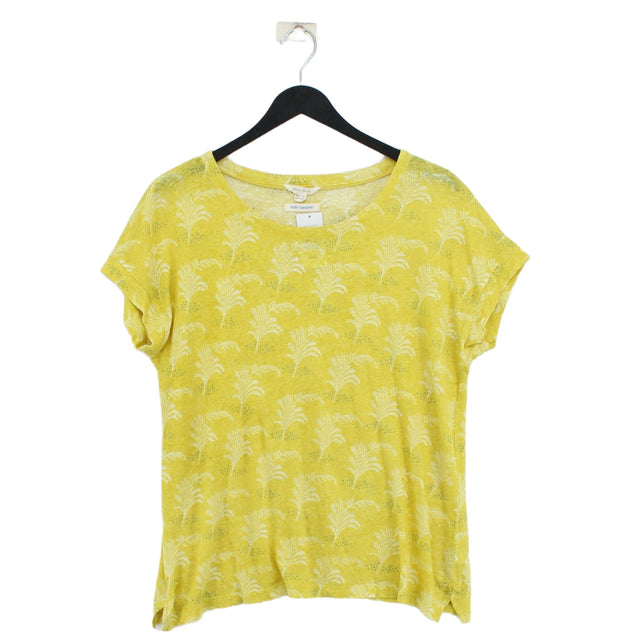 White Stuff Women's T-Shirt UK 12 Yellow 100% Linen