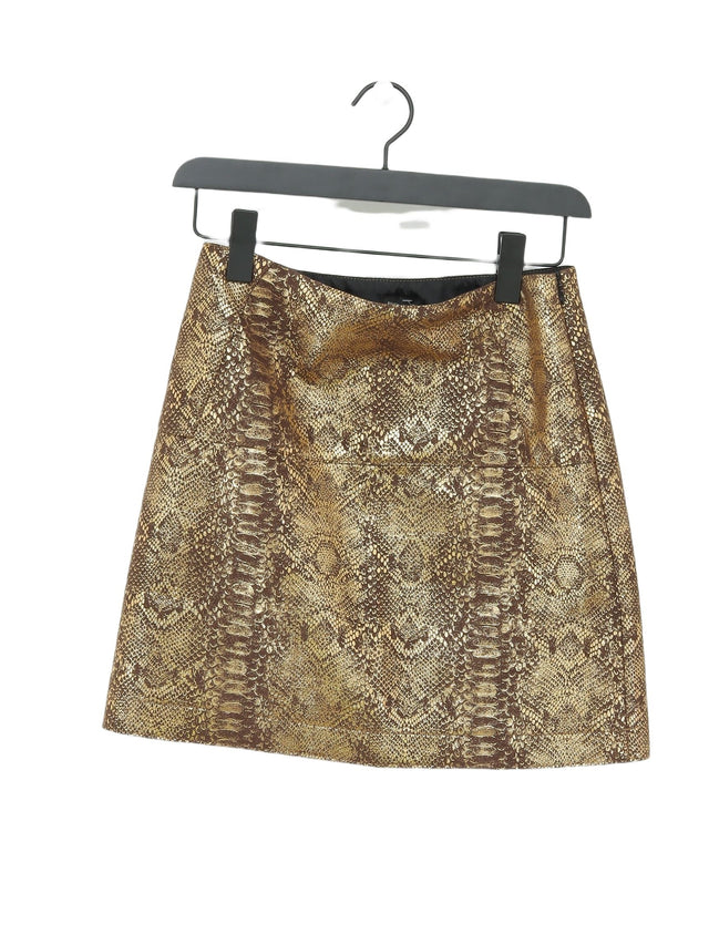 River Island Women's Midi Skirt UK 10 Gold 100% Polyester