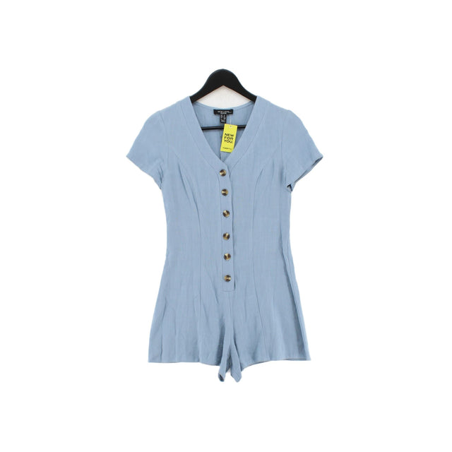 New Look Women's Playsuit UK 4 Blue Viscose with Linen