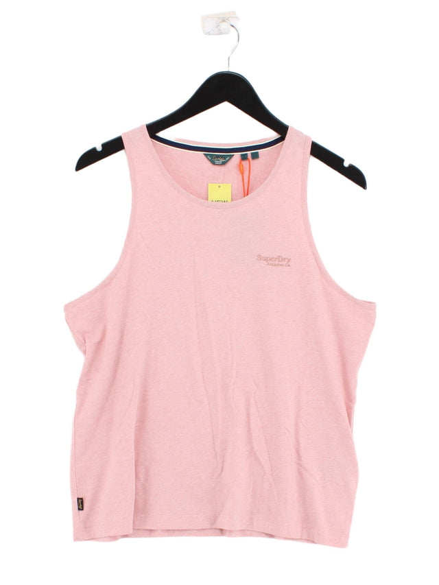 Superdry Women's T-Shirt UK 14 Pink 100% Cotton