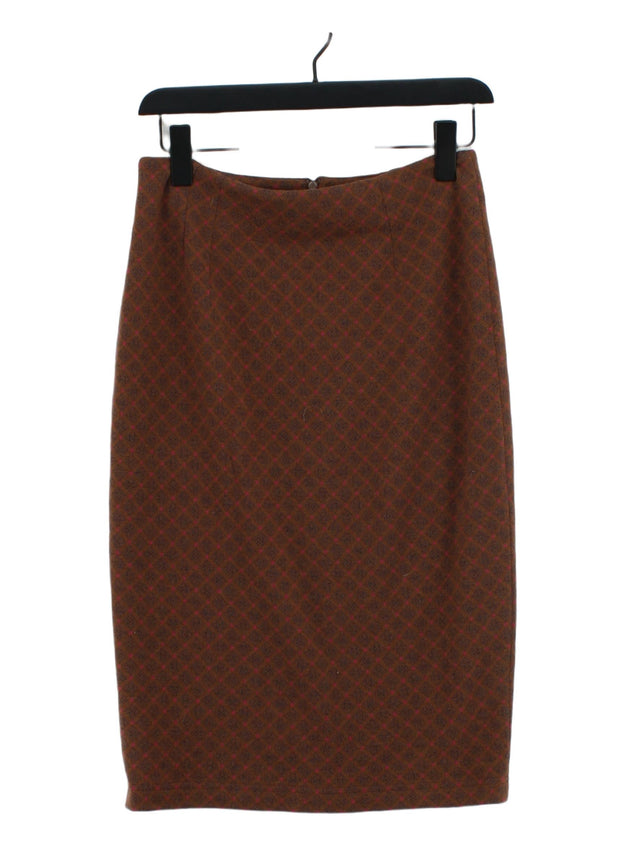 The Fold Women's Midi Skirt UK 10 Brown Wool with Viscose