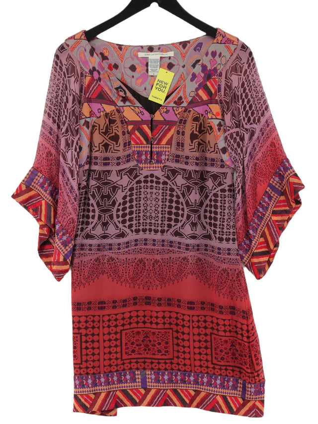 Diane Von Furstenberg Women's Midi Dress UK 8 Multi Silk with Spandex, Viscose