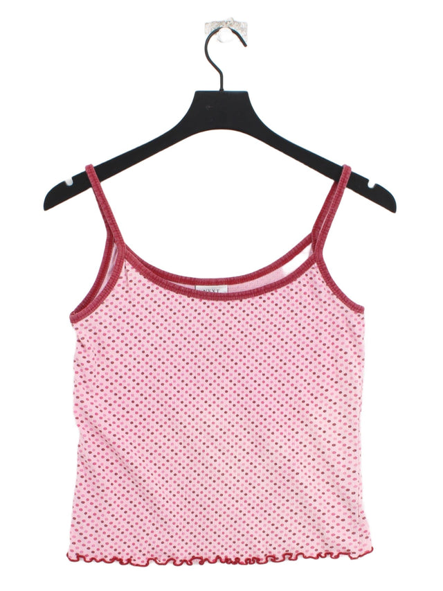 Next Women's Top UK 10 Pink Cotton with Elastane, Polyamide