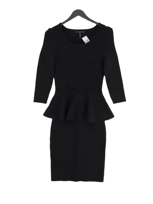 Coast Women's Midi Dress UK 8 Black Viscose with Elastane, Polyamide