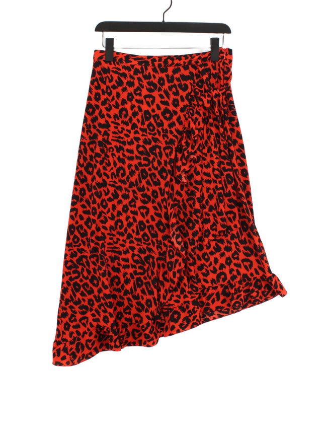 Topshop Women's Midi Skirt UK 10 Orange Polyester with Elastane
