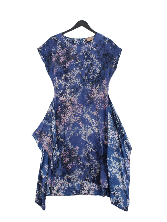 Kachel Women's Midi Dress UK 10 Blue Viscose with Silk