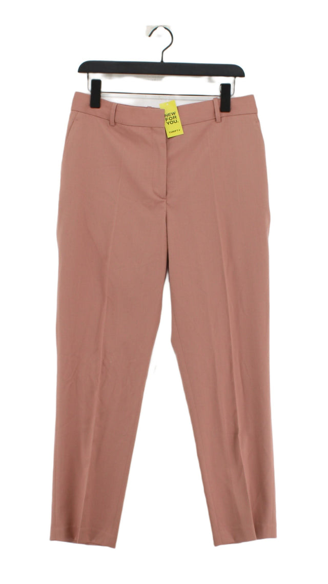 Reiss Women's Suit Trousers M Pink Wool with Elastane, Polyester