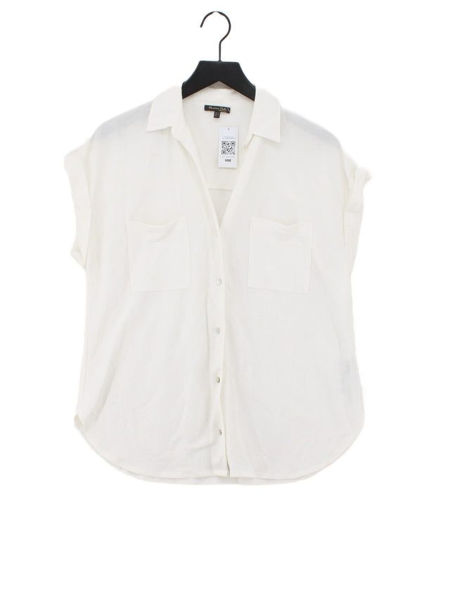 Massimo Dutti Women's Shirt M White Viscose with Polyamide