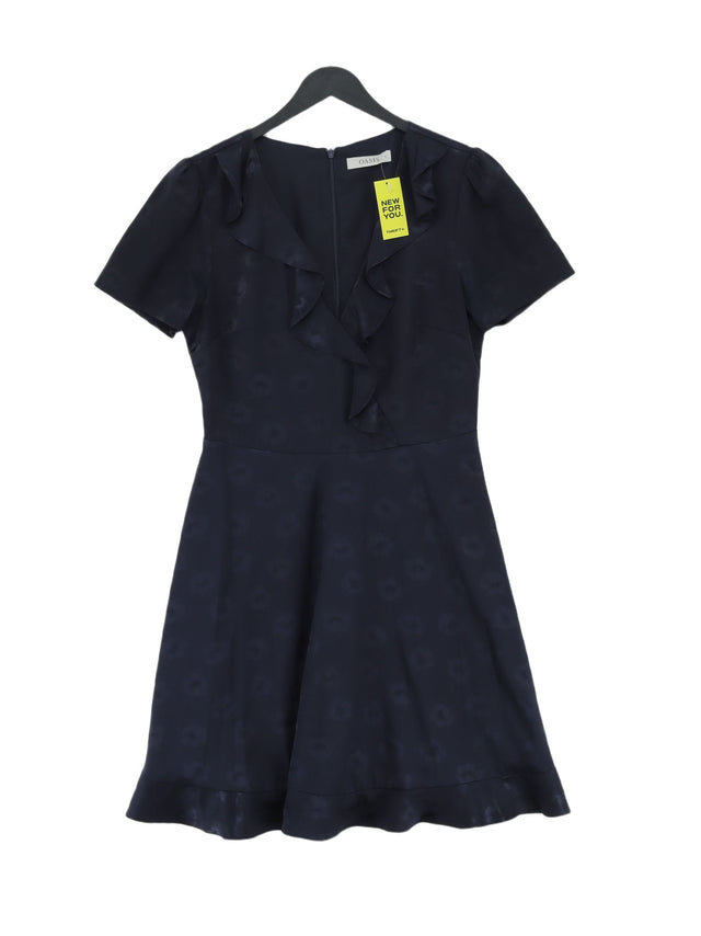 Oasis Women's Midi Dress UK 8 Blue Polyester with Elastane