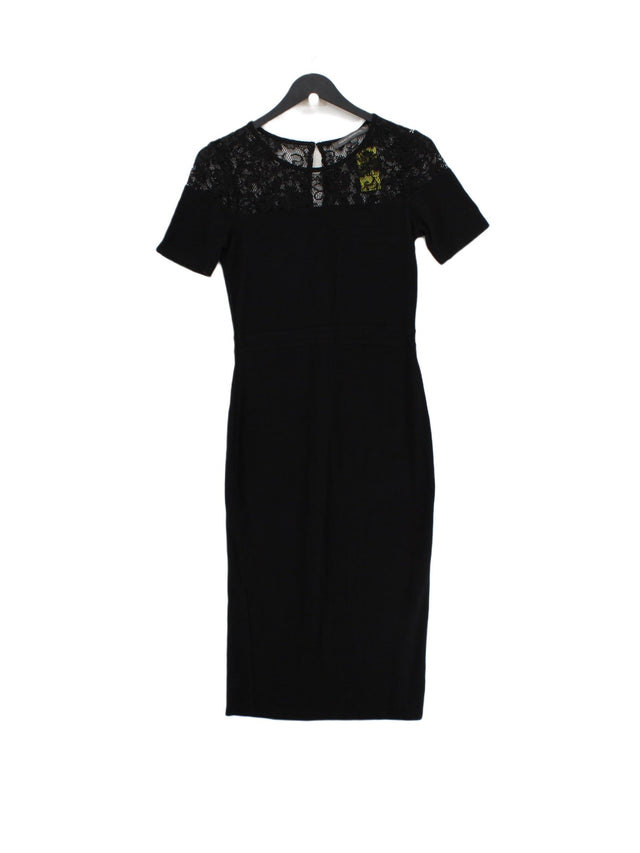 French Connection Women's Midi Dress UK 12 Black Viscose with Polyester