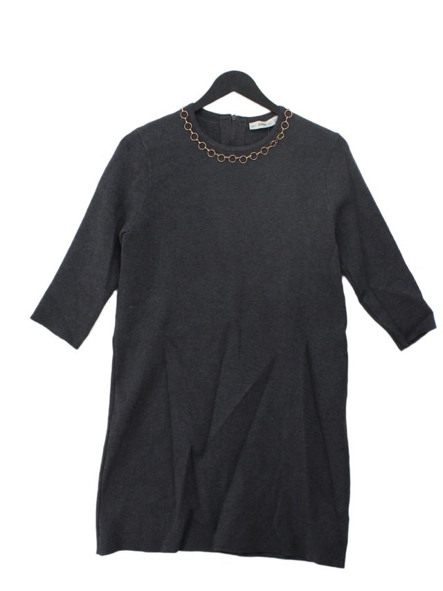 Zara Knitwear Women's Midi Dress M Grey Viscose with Nylon, Polyester