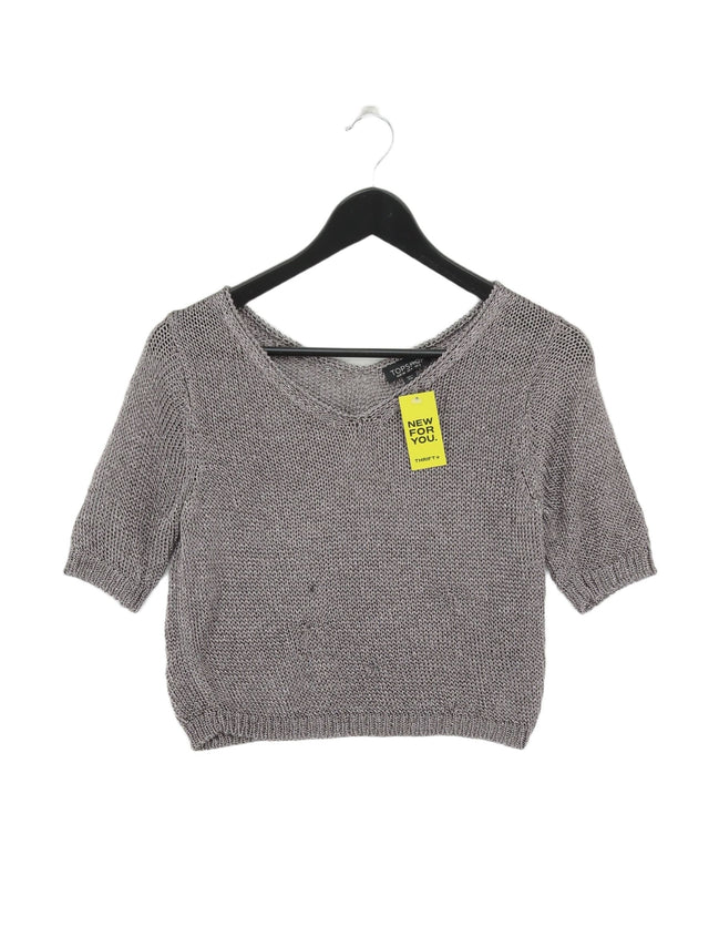 Topshop Women's Top UK 8 Silver Viscose with Other