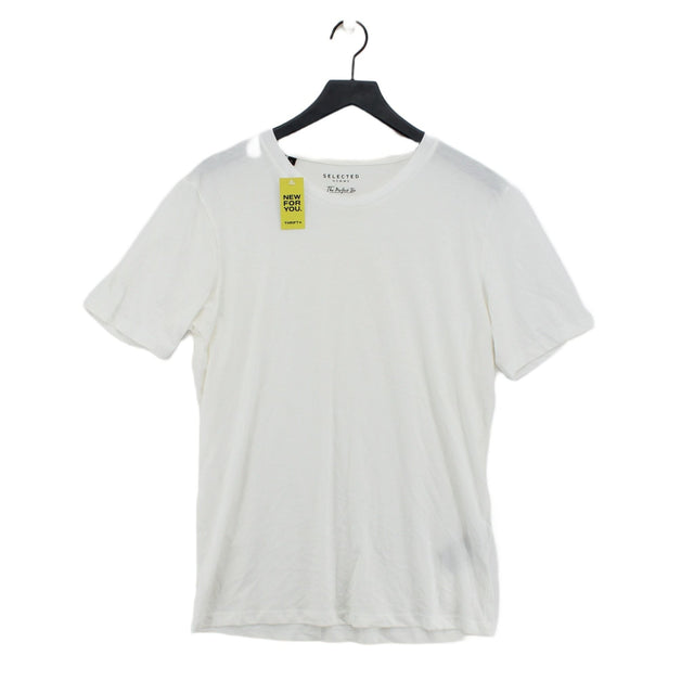 Selected Homme Men's T-Shirt L Cream 100% Cotton