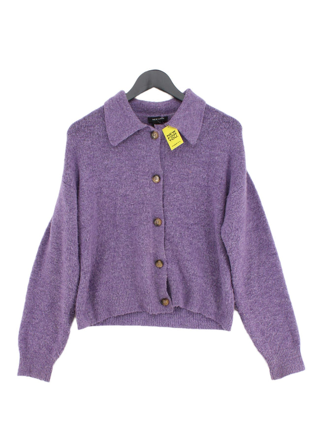 New Look Women's Cardigan UK 12 Purple Acrylic with Elastane, Polyester